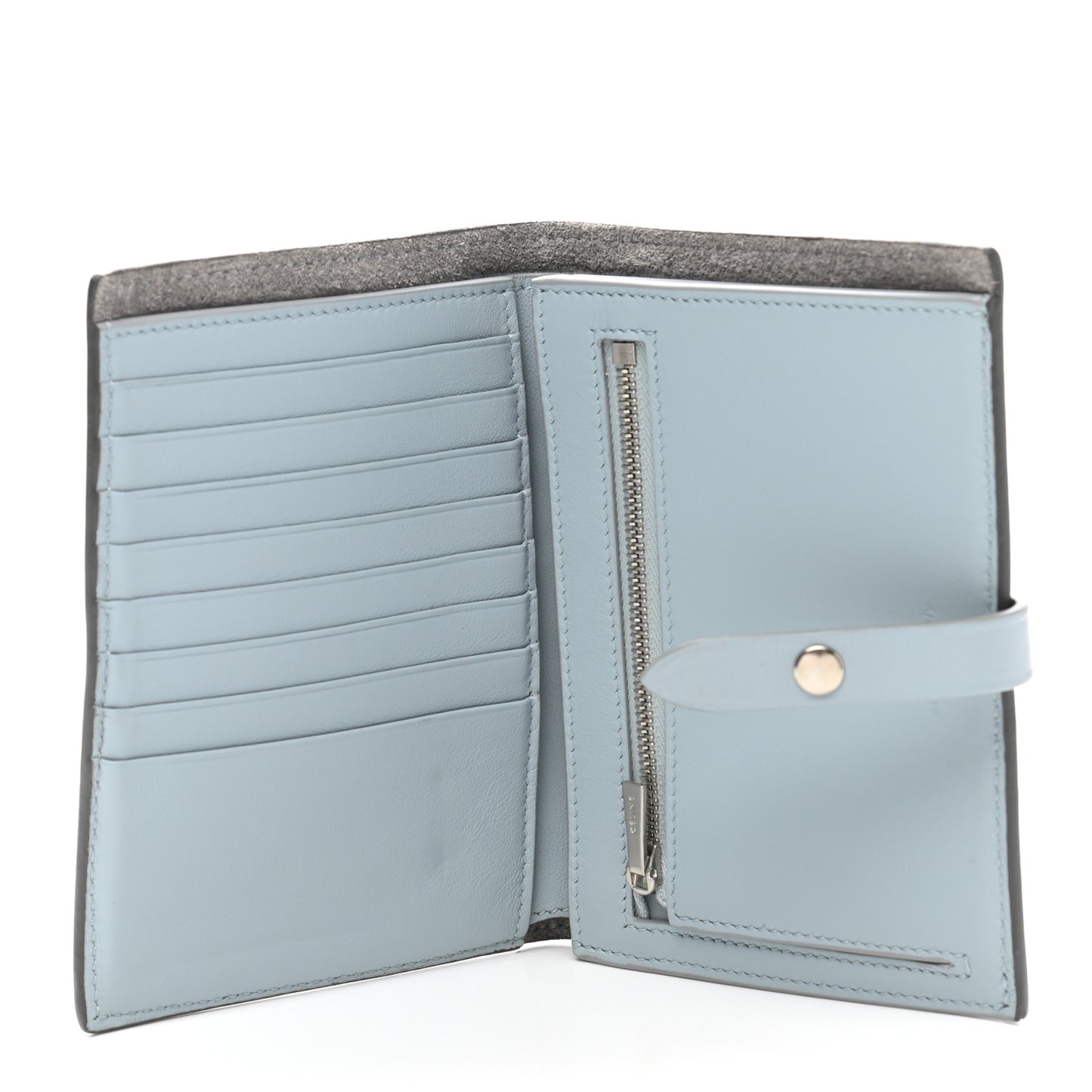 Grained Calfskin Medium Multifunction Strap Wallet Pebble Mineral