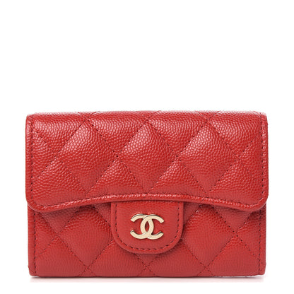 Chanel Caviar Quilted Flap Card Holder Wallet Red 1 of 8