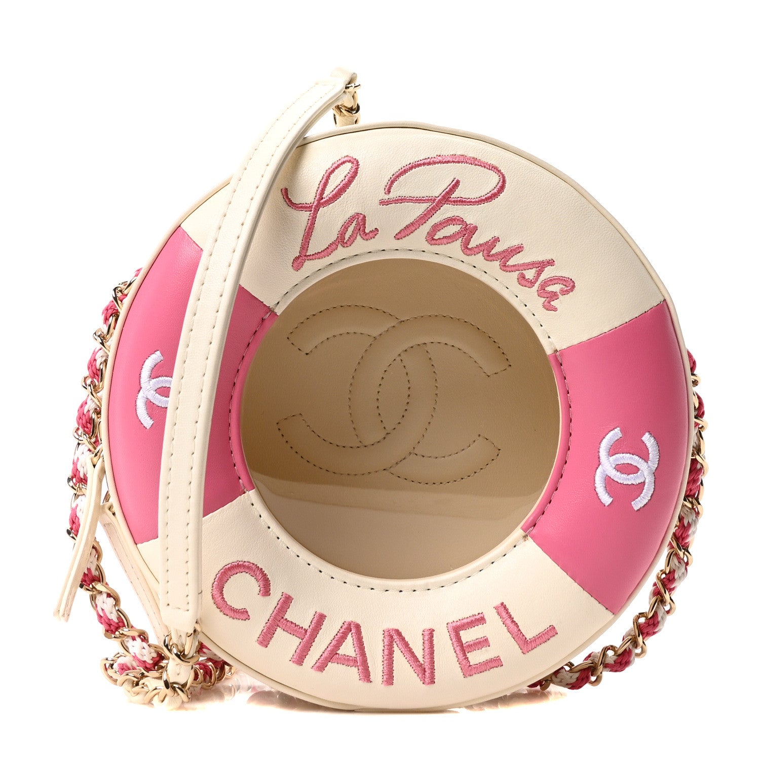 Chanel Lambskin Coco Lifesaver Round Bag Pink White 1 of 10