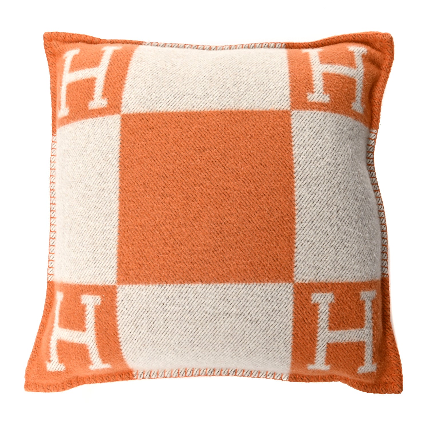 Hermes Wool Cashmere Avalon Pillow PM Ecru Potiron 1 of 3