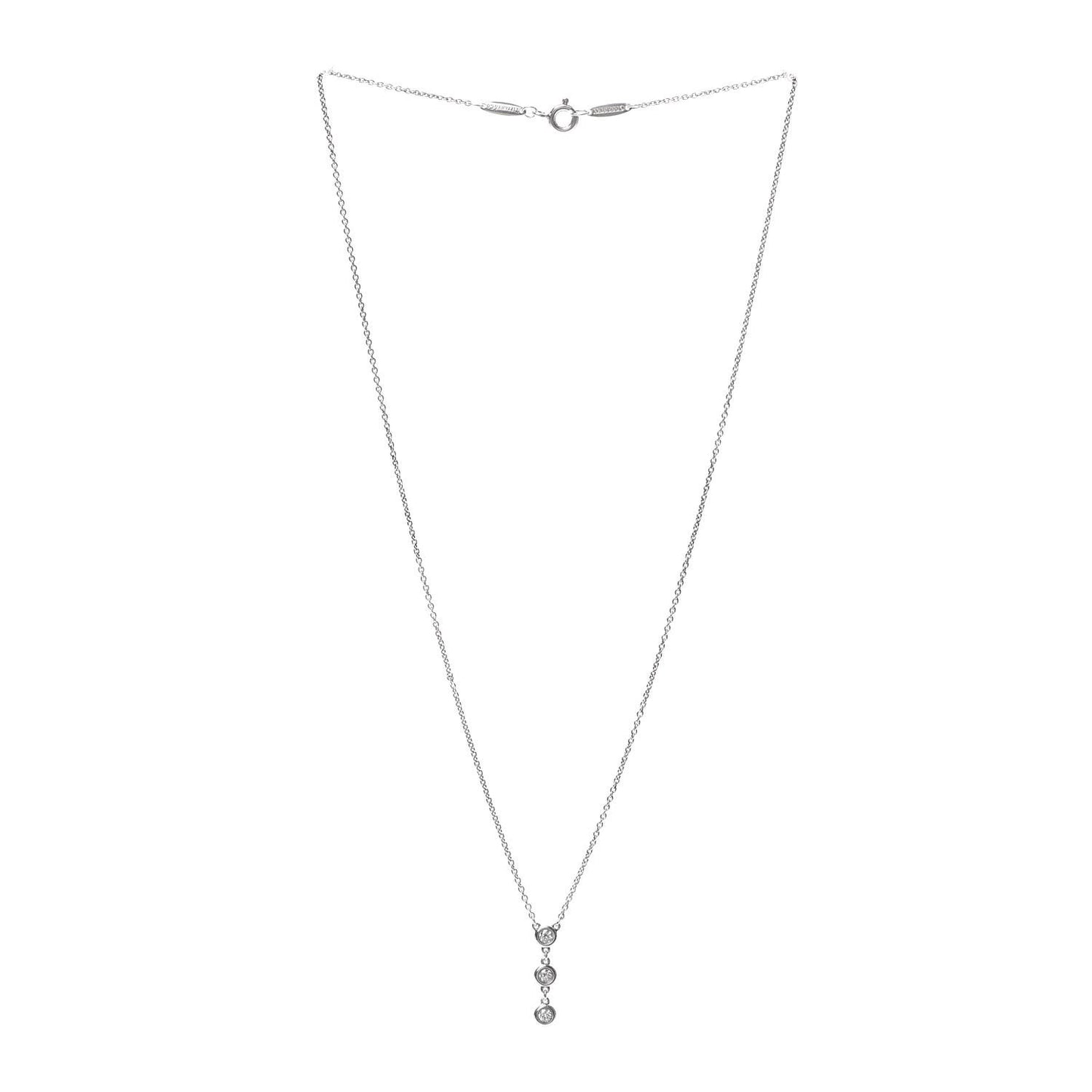 Sterling Silver Diamond .15ctw Elsa Peretti Diamonds by the Yard Drop Pendant Necklace