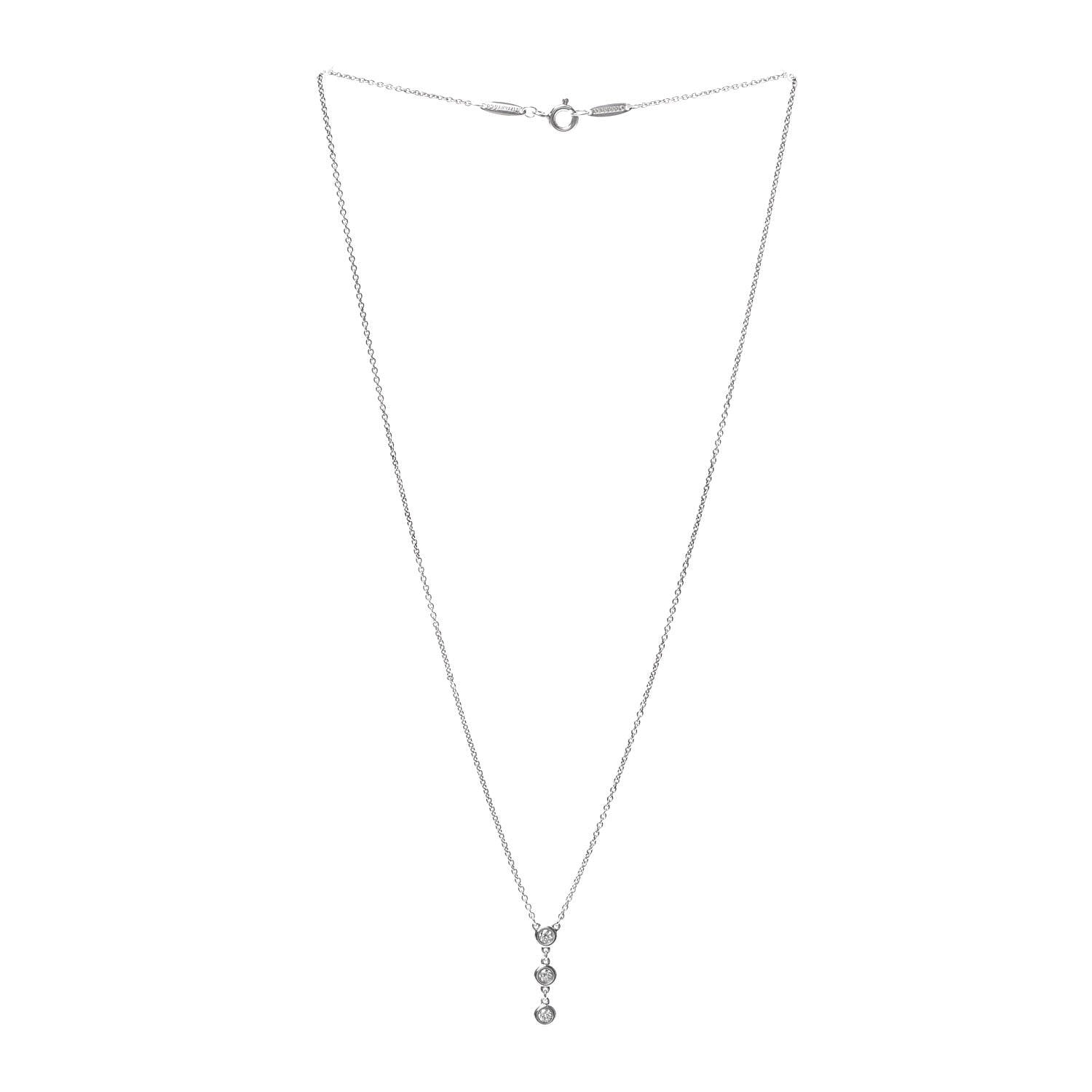 Tiffany Sterling Silver Diamond .15ctw Elsa Peretti Diamonds by the Yard Drop Pendant Necklace 3 of 6