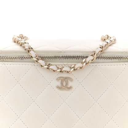 Chanel Lambskin Quilted Enamel CC Pearl Crush Small Vanity Case With Chain White 8 of 11