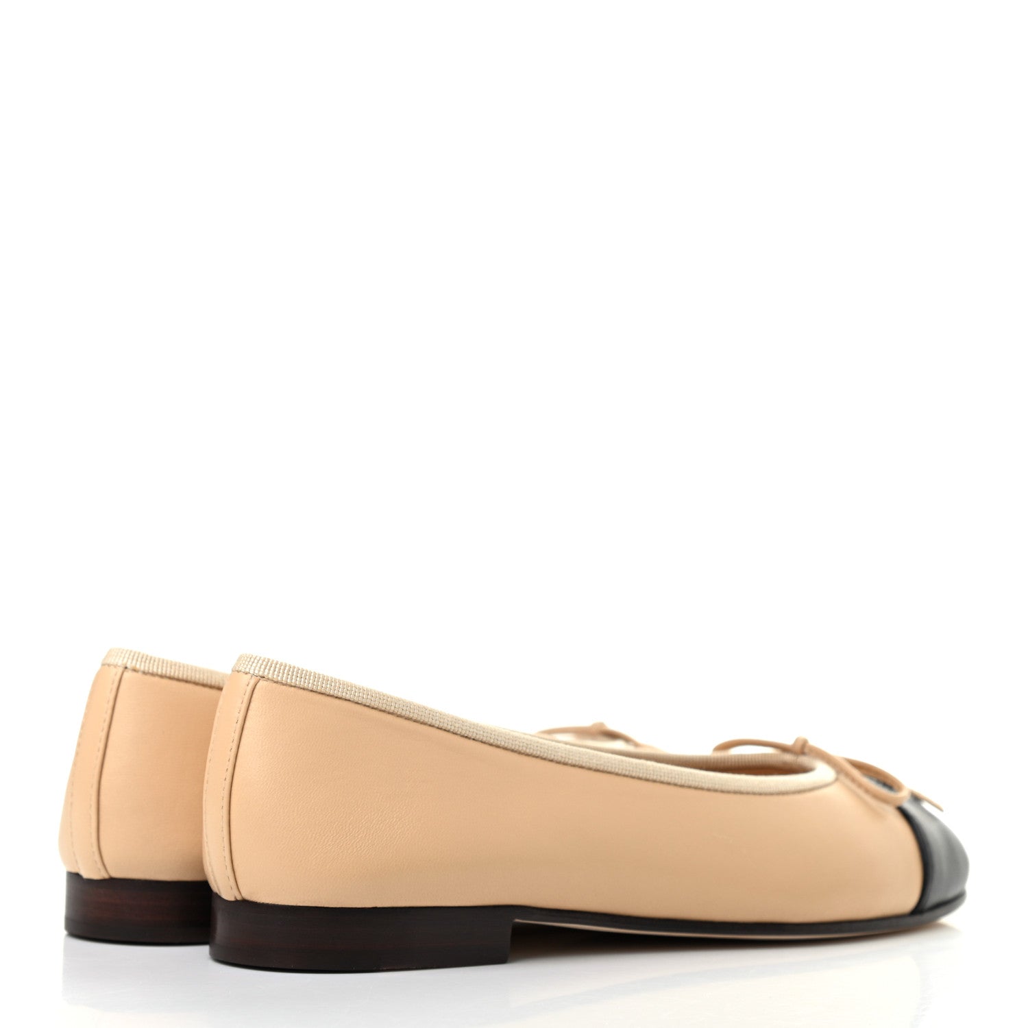 Chanel Lambskin Cap Toe CC Ballerina Flats 35 Beige Black 3 of 6