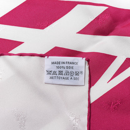 Hermes Silk Clic Clac Tattoo Scarf 90 Fuchsia White 3 of 4