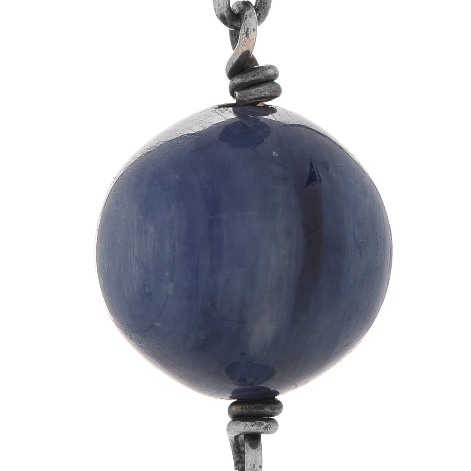 David Yurman Sterling Silver Lapis Lazuli Labradorite Gray Pearl Blue Sapphire Hematite Quartz Bead Elements Station Necklace 7 of 7