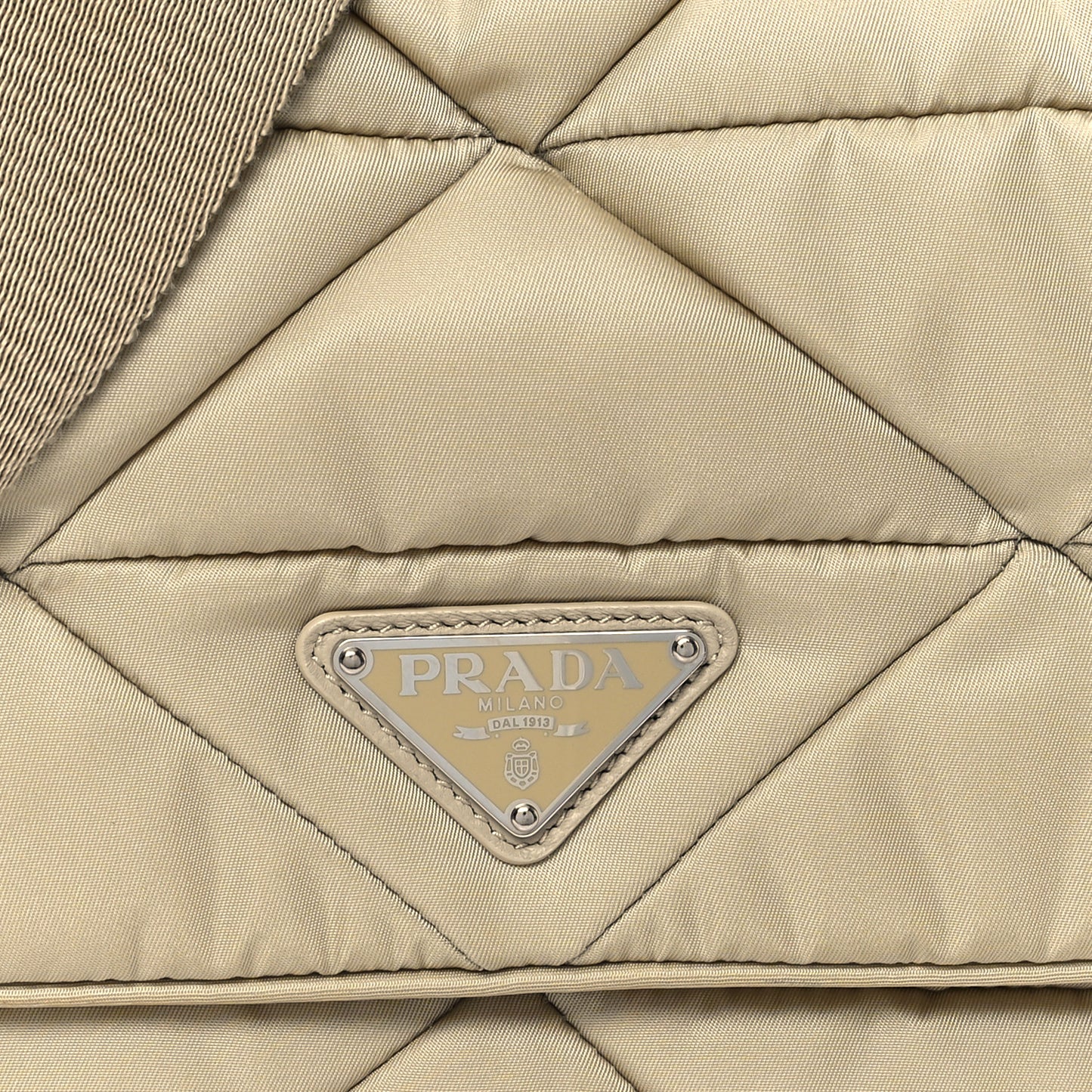Re-Nylon Quilted Padded Flap Shoulder Bag Deserto