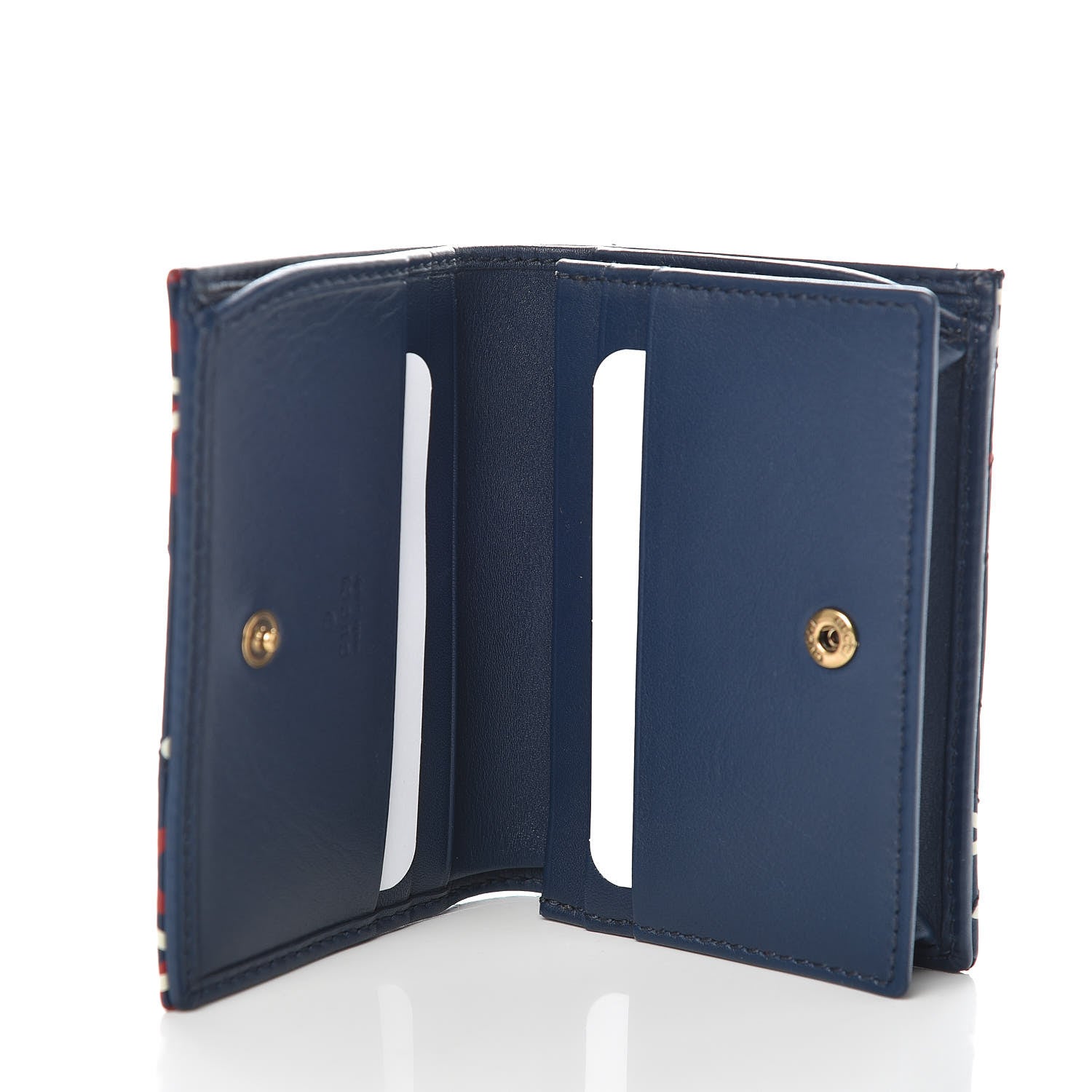Gucci Calfskin Matelasse GucciGhost GG Marmont Card Case Blue Agata Hibiscus Red 5 of 8