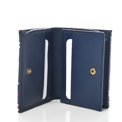 Gucci Calfskin Matelasse GucciGhost GG Marmont Card Case Blue Agata Hibiscus Red 5 of 8