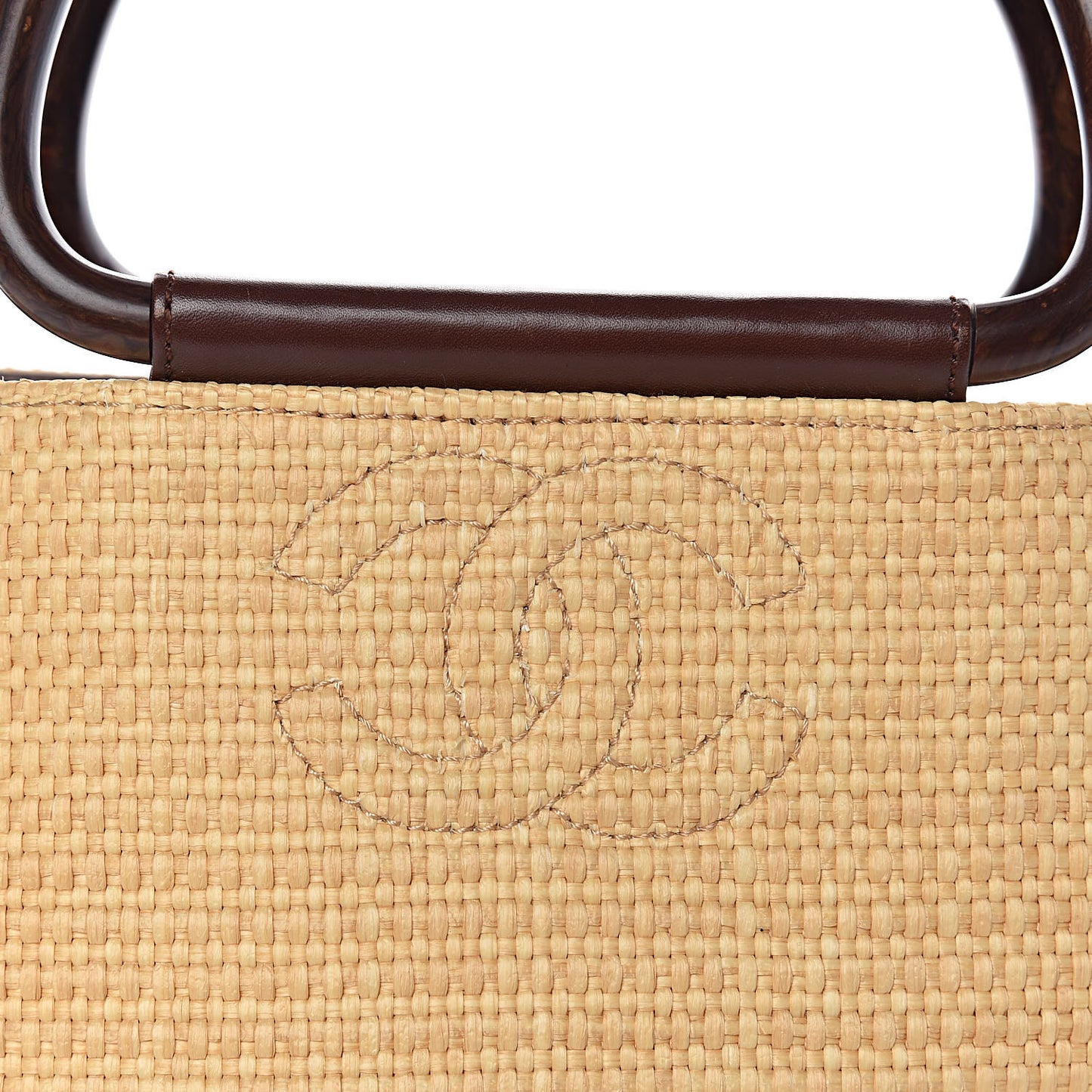 Woven Straw Raffia Wooden Handle Bag