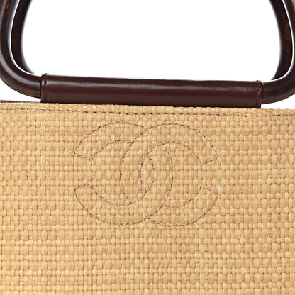 Chanel Woven Straw Raffia Wooden Handle Bag 11 of 11