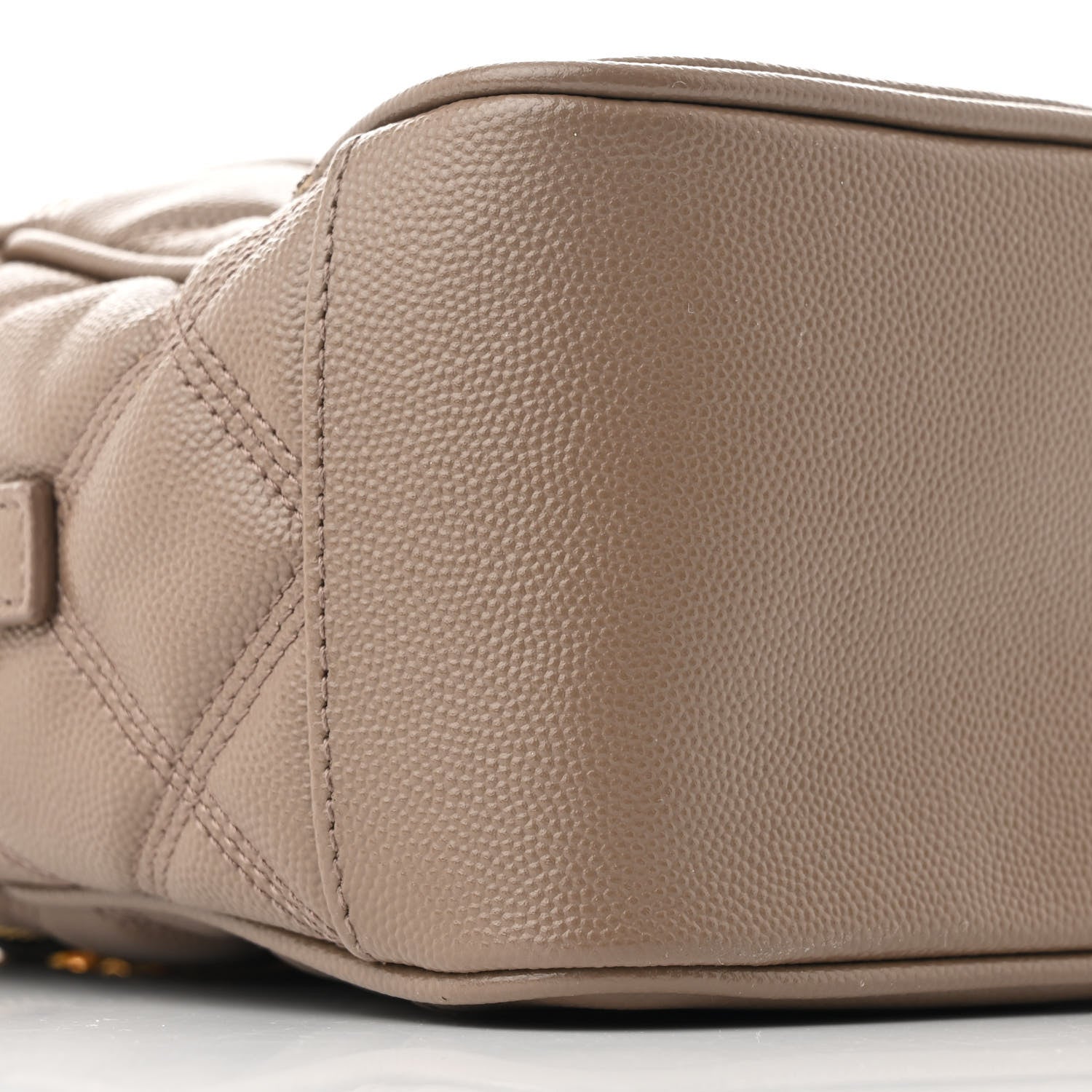 Saint Laurent Grain de Poudre Quilted 80's Vanity Bag Dark Beige 9 of 10