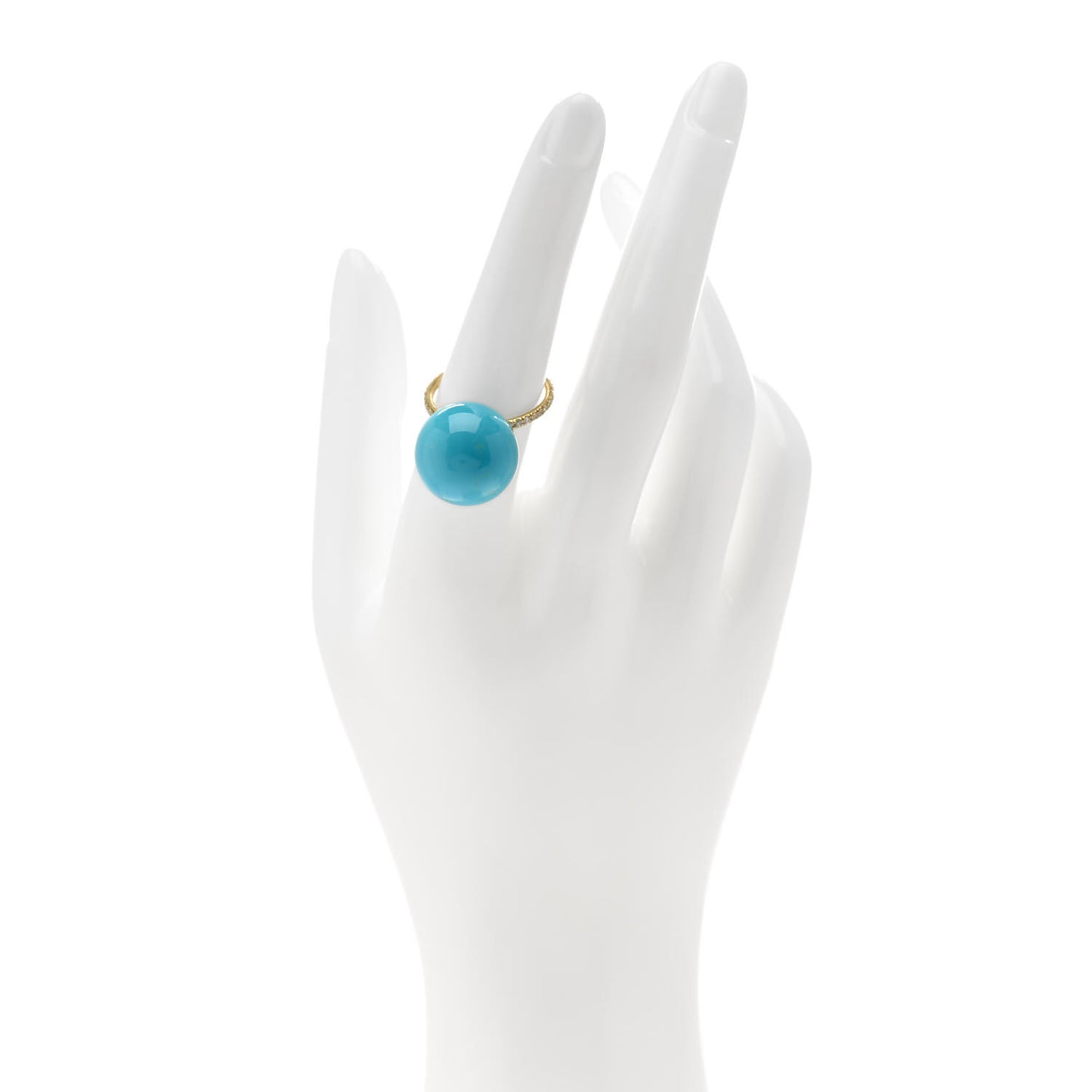 18K Yellow Gold Diamond Turquoise Large Gumball Ring 54 7