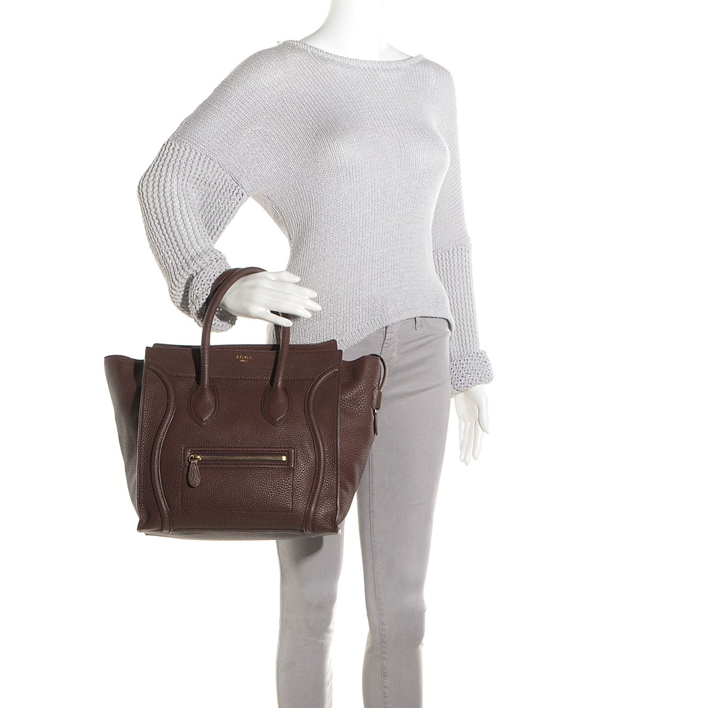 Pebbled Calfskin Mini Luggage Chocolate