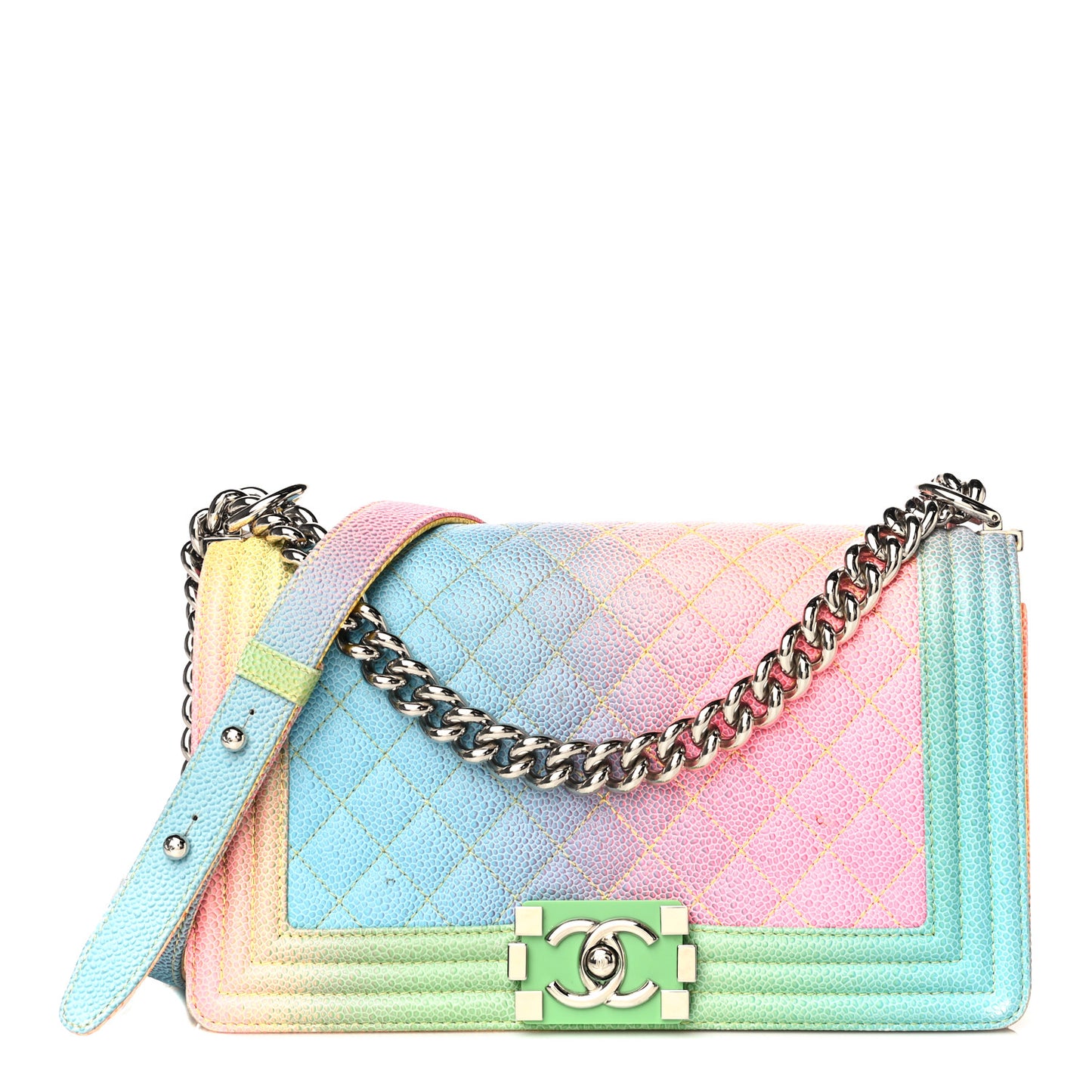 Caviar Quilted Medium Cuba Rainbow Boy Flap Multicolor