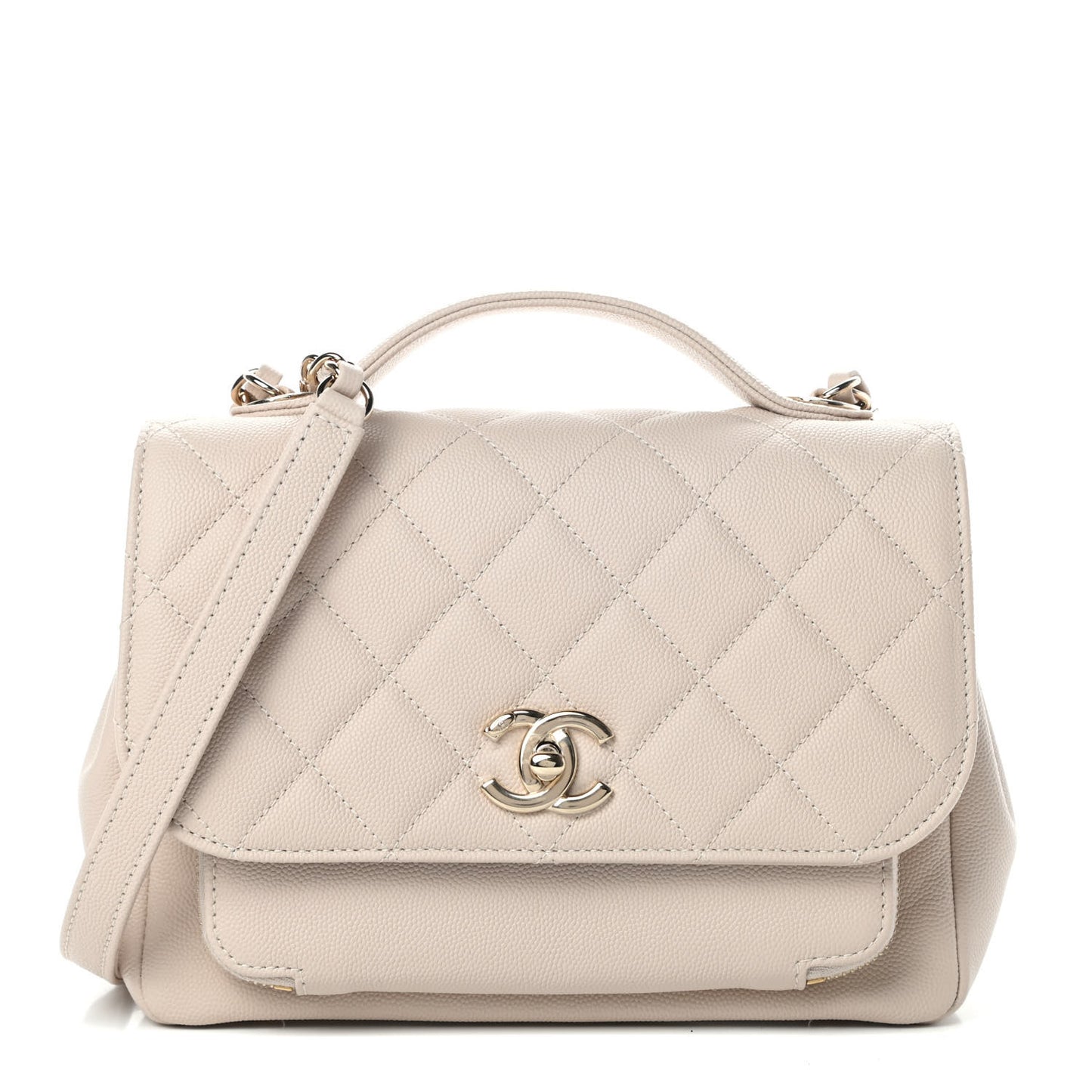 Caviar Quilted Medium Business Affinity Flap Light Beige