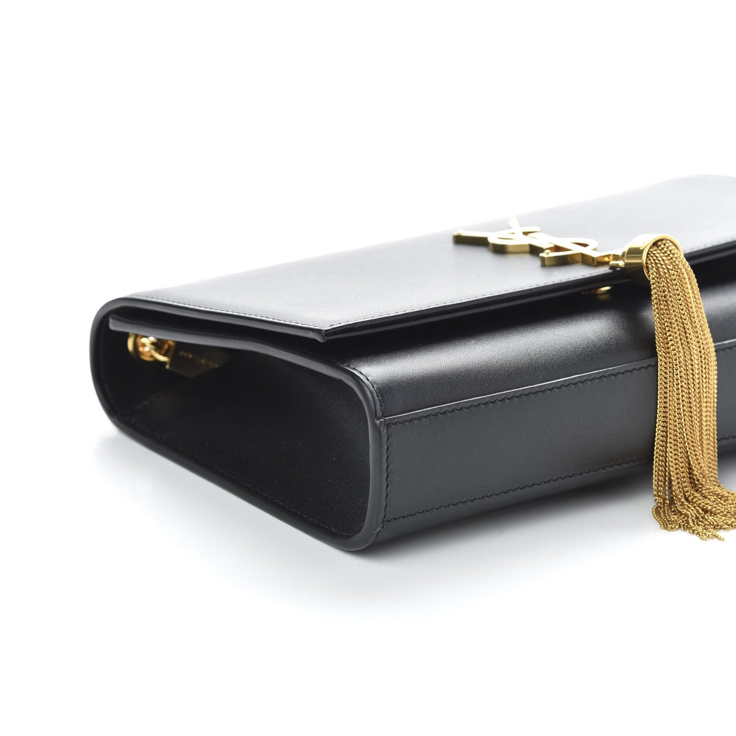 Smooth Calfskin Medium Classic Monogram Kate Tassel Satchel Black