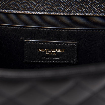 Saint Laurent Grain De Poudre Textured Mixed Matelasse Triquilt Medium Monogram Satchel Black 8 of 13