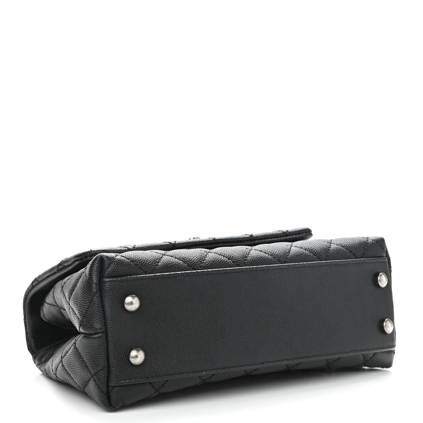 Caviar Lizard Embossed Quilted Mini Coco Handle Flap Black