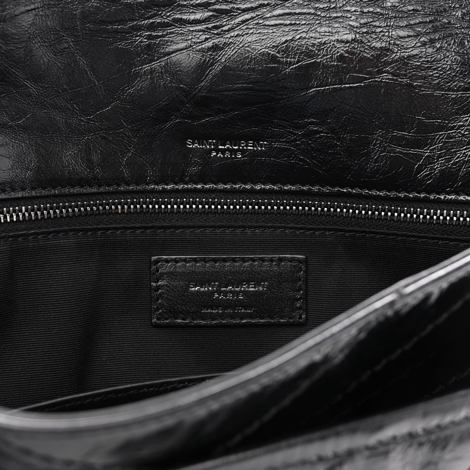 Saint Laurent Crinkled Calfskin Matelasse Monogram Large Niki Chain Satchel Black 6 of 9