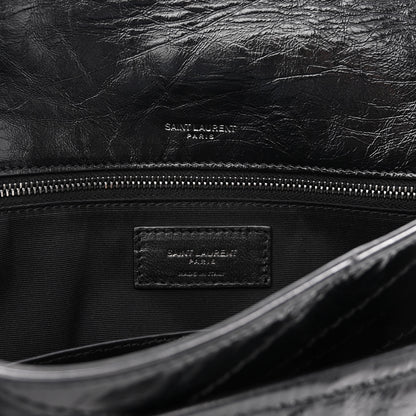 Saint Laurent Crinkled Calfskin Matelasse Monogram Large Niki Chain Satchel Black 6 of 9