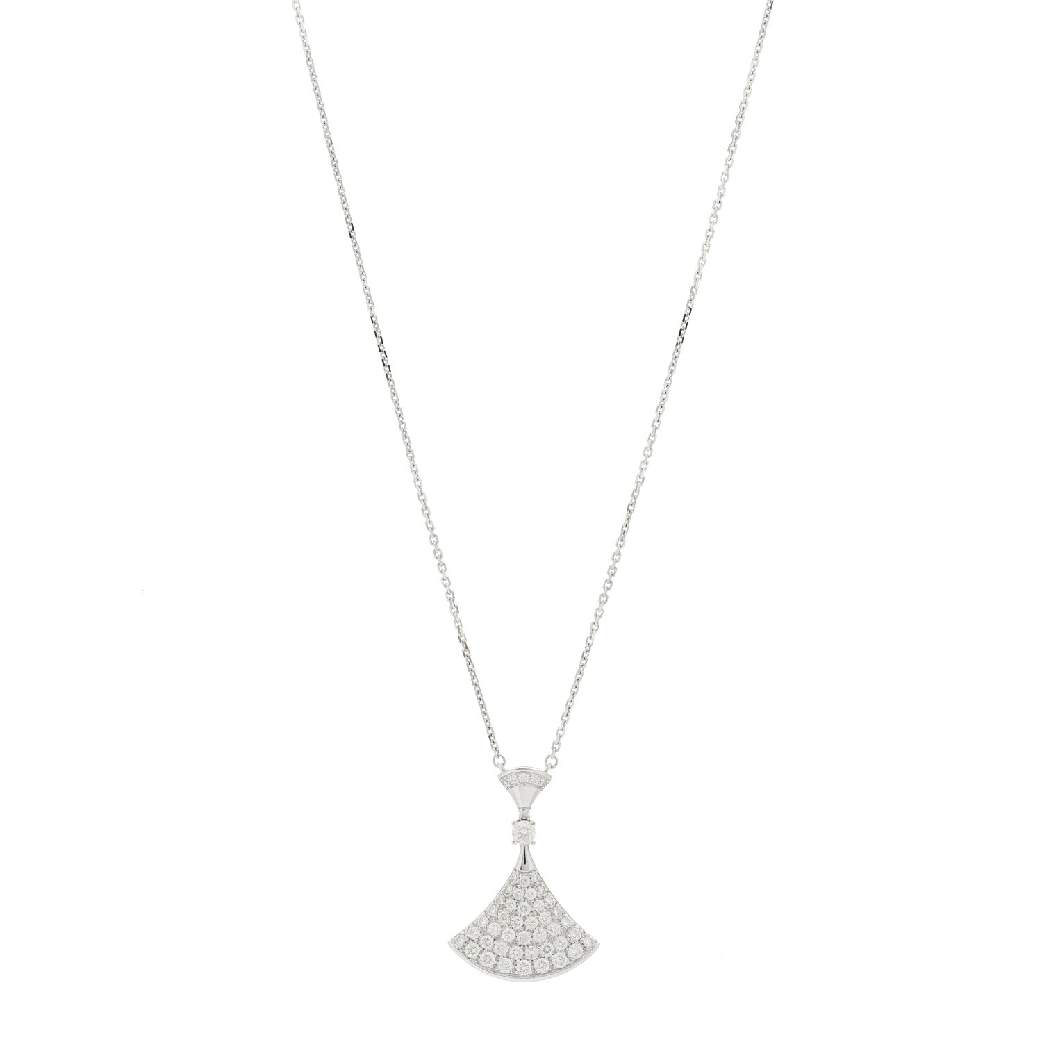 Bulgari 18K White Gold Diamond Large Divas' Dream Pave Necklace 1 of 8