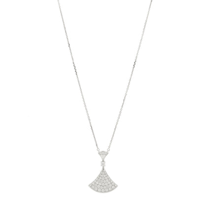 Bulgari 18K White Gold Diamond Large Divas' Dream Pave Necklace 1 of 8