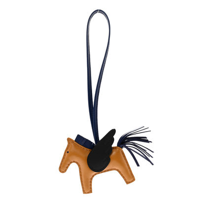 Hermes Milo Lambskin Grigri Rodeo Pegase Horse Bag Charm PM Sesame Black Bleu Saphir 1 of 4