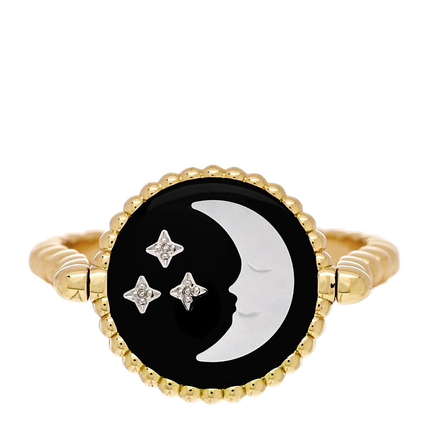18K Yellow White Gold Diamond Black Onyx Mother of Pearl Rose Celeste Ring 51 5.75