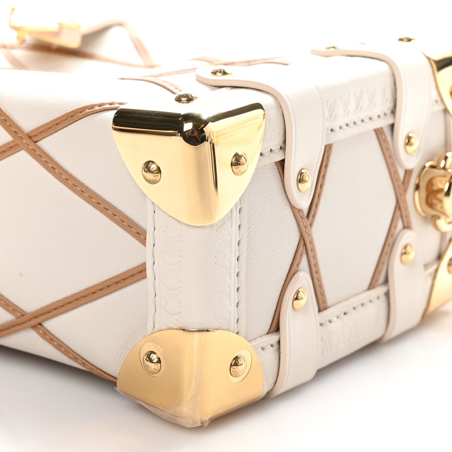 Lambskin Malletage Side Trunk PM Creme Noisette