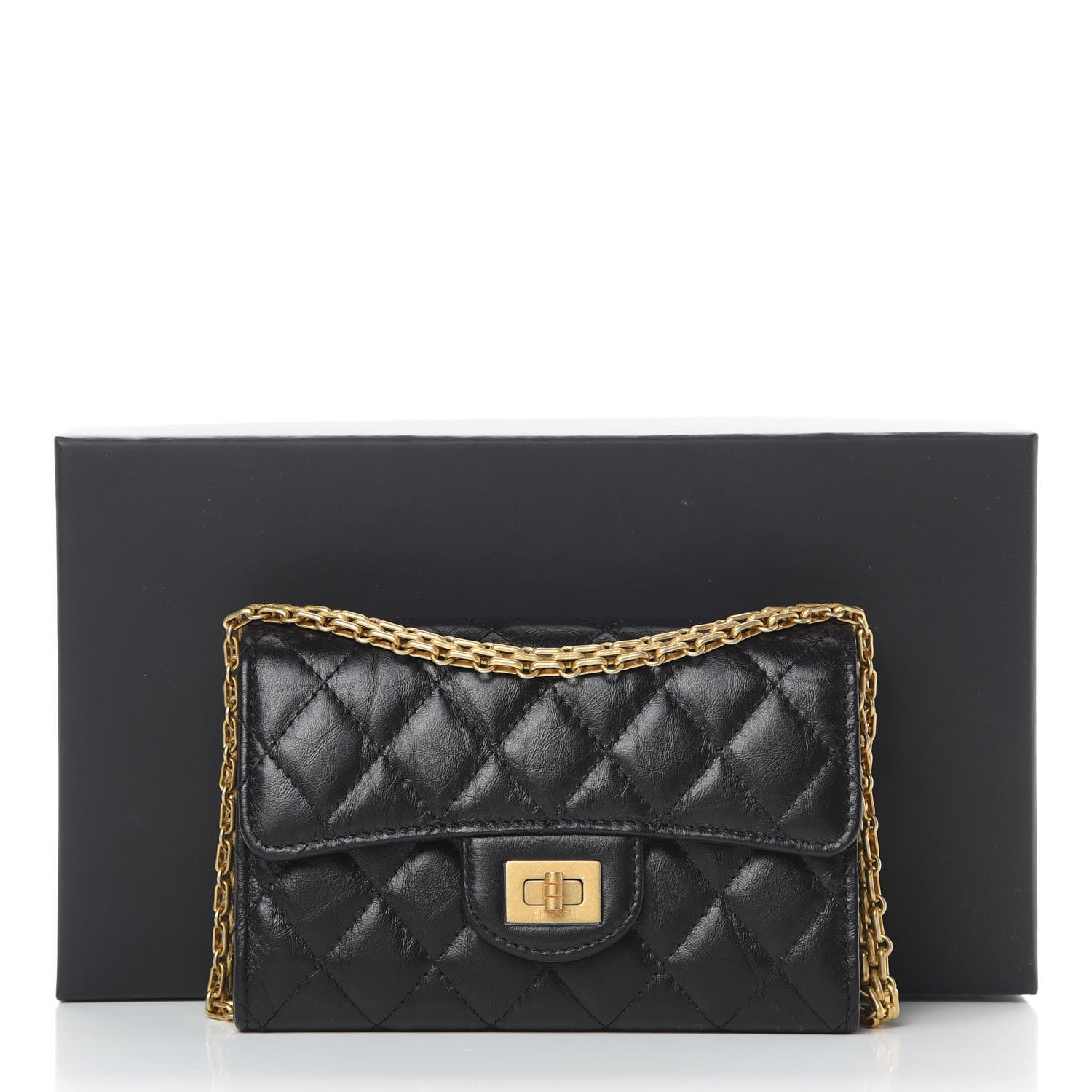 Chanel Aged Calfskin Quilted 2.55 Reissue Clutch With Chain Black 14 of 14