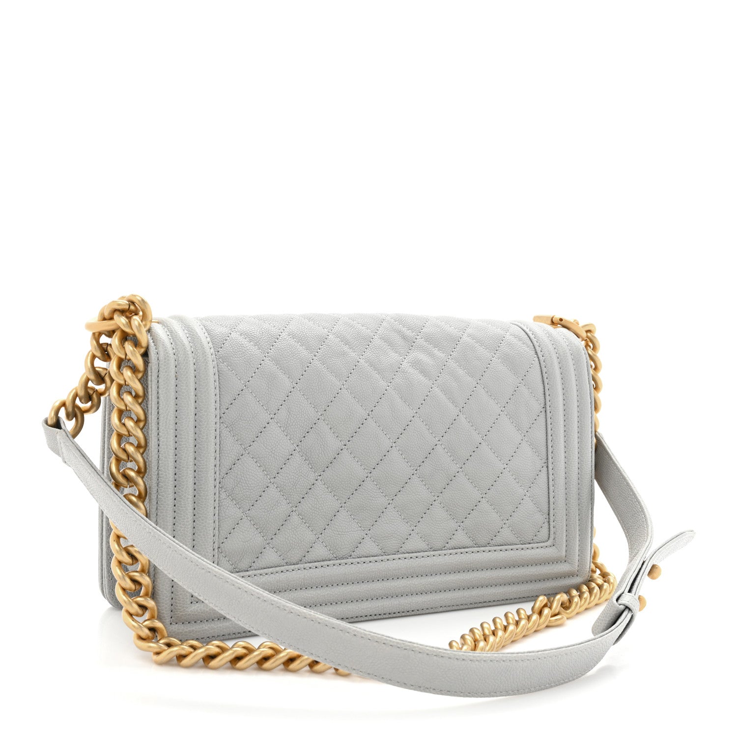 Chanel Caviar Quilted Medium Boy Flap Light Grey 3 of 9