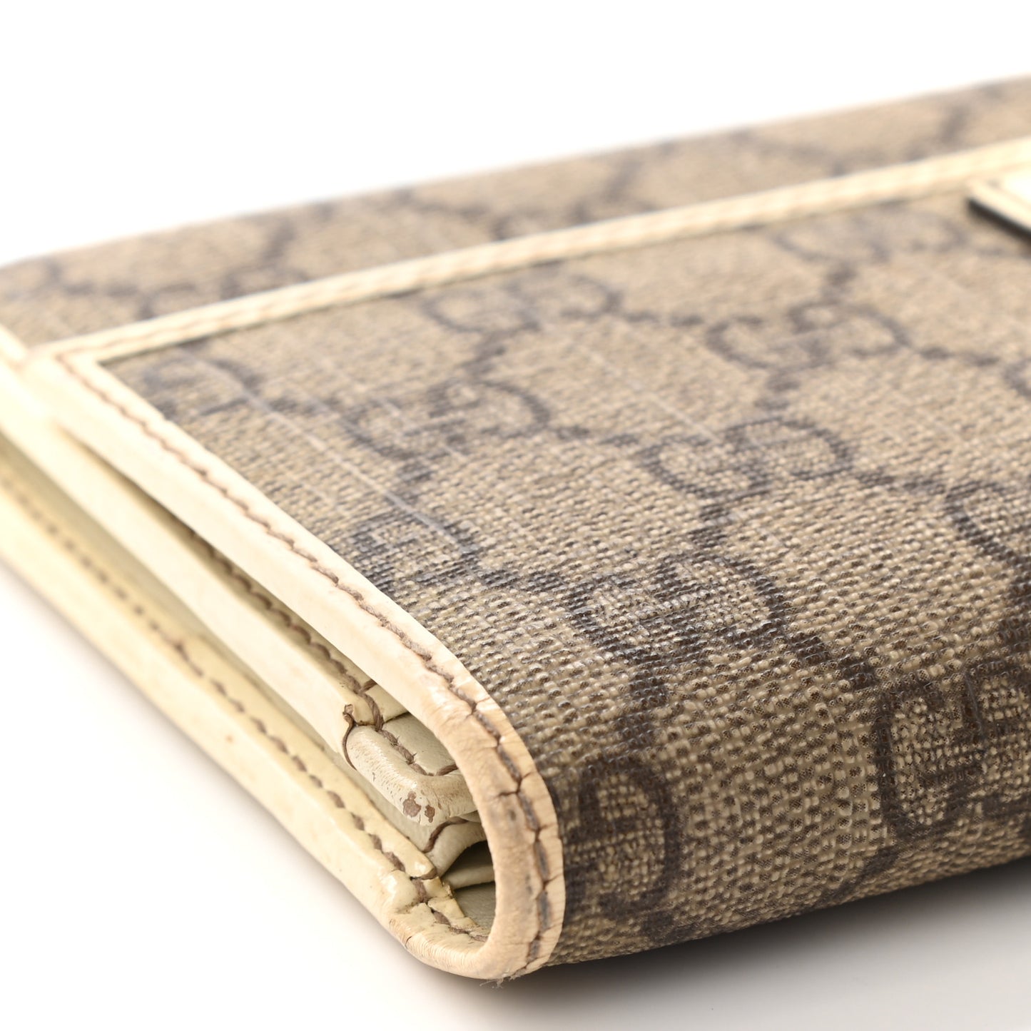 GG Plus Monogram Joy Continental Flap Wallet Beige Ebony Gesso