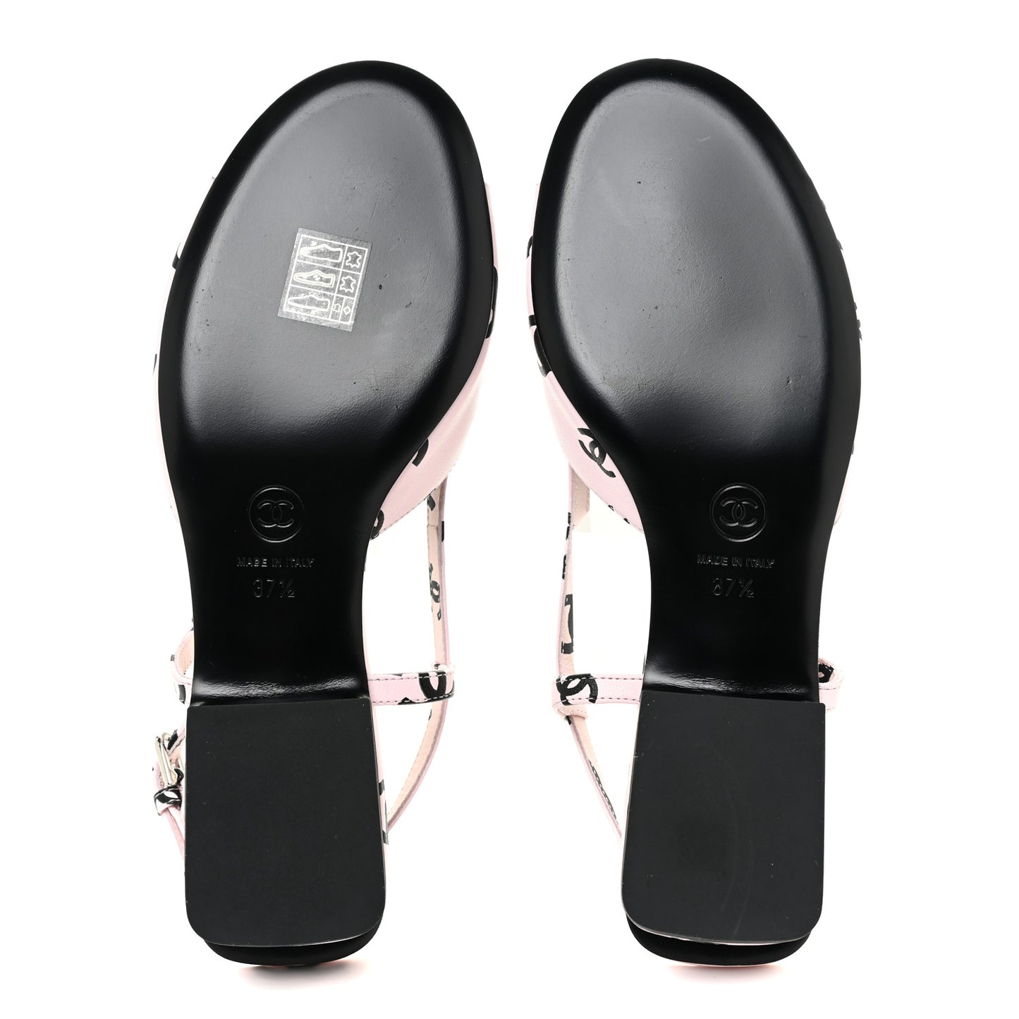 Printed Lambskin Coco Beach Sligback Sandals 37.5 Light Pink Black