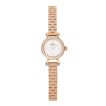 Hermes 18K Rose Gold Diamond Bezel 16mm Faubourg Quartz Watch 1 of 5