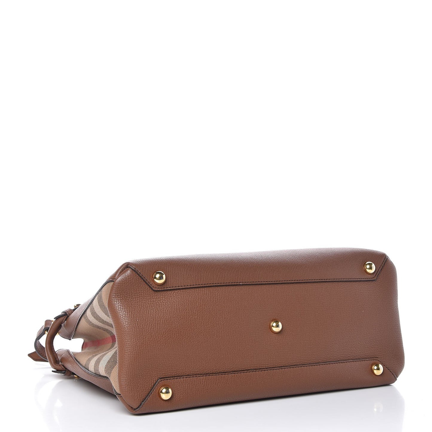 Derby Calfskin House Check Medium Banner Tote Tan