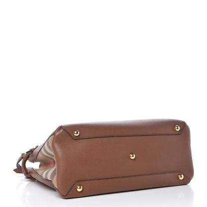 Burberry Derby Calfskin House Check Medium Banner Tote Tan 5 of 9