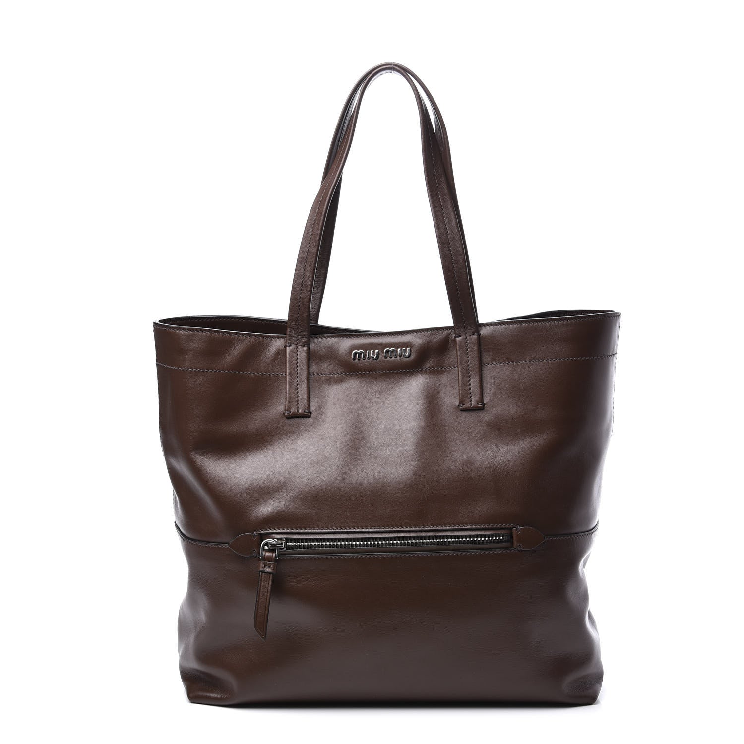 Miu Miu Vitello Soft Calfskin Shopping Tote Bruciato 1 of 9