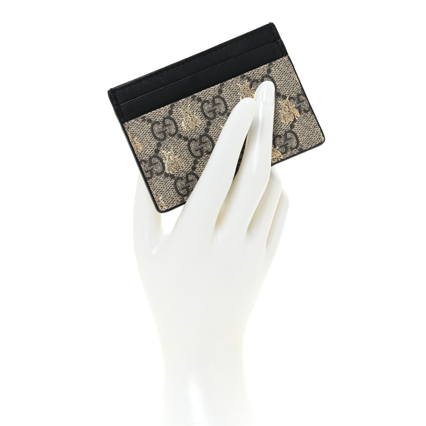 GG Supreme Monogram Bees Card Holder Black