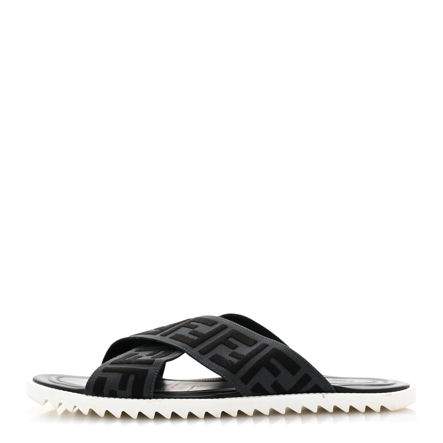 Fabric Rubber Macro FF Embroidered Mens Crisscross Slide Sandals 8 Asfalto Black