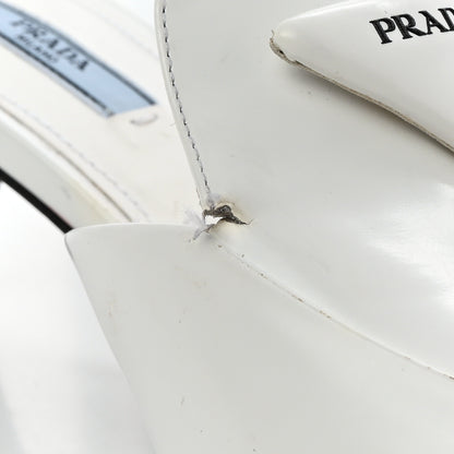 Prada Spazzolato Triangle Logo Pointed Toe 55mm Mules 38.5 White 10 of 17