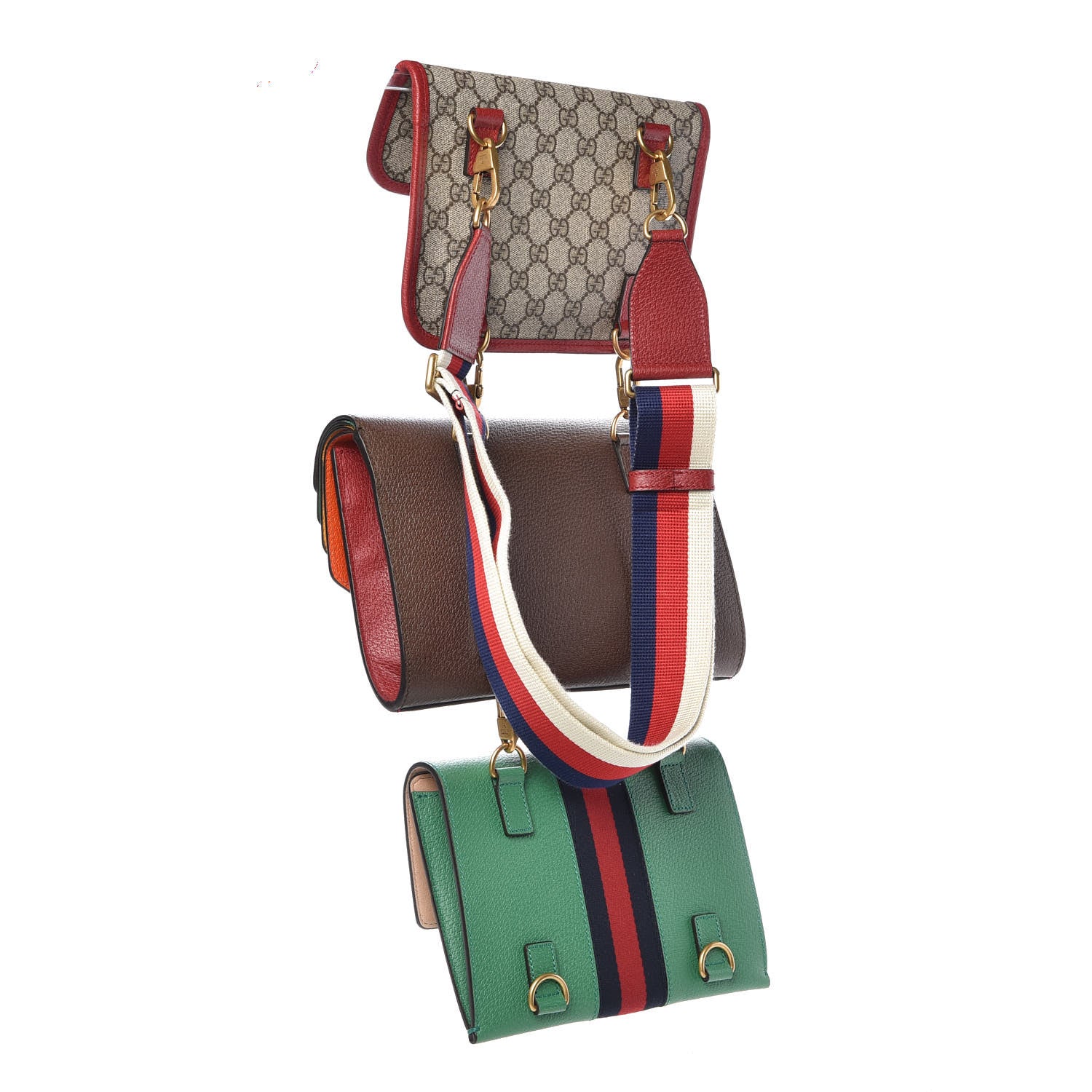 Gucci GG Supreme Calfskin Web Totem Three Piece Shoulder Bag Rainbow 3 of 13