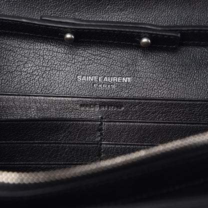 Saint Laurent Lambskin Bandana Studded Monogram Chain Wallet Black 6 of 8