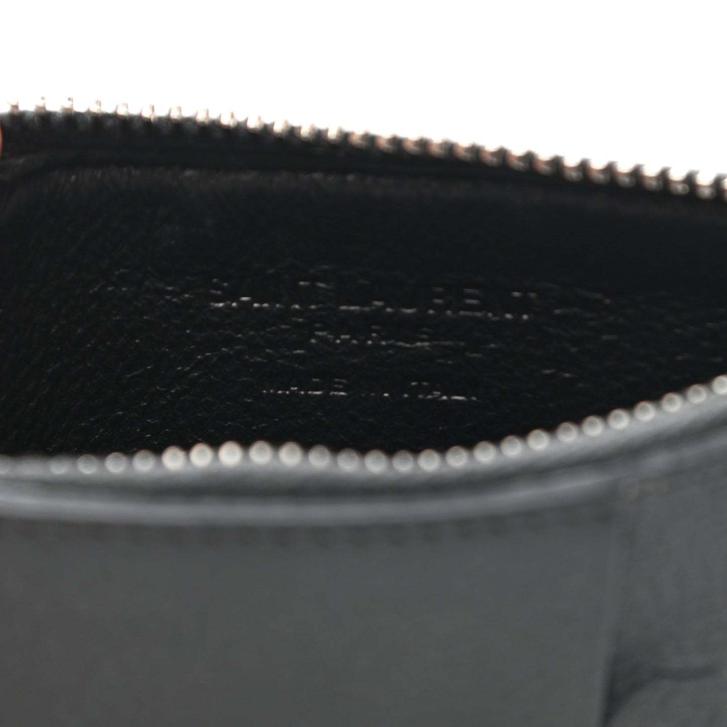 Grained Calfskin 5 Fragments Zip Pouch Card Holder Dark Smog