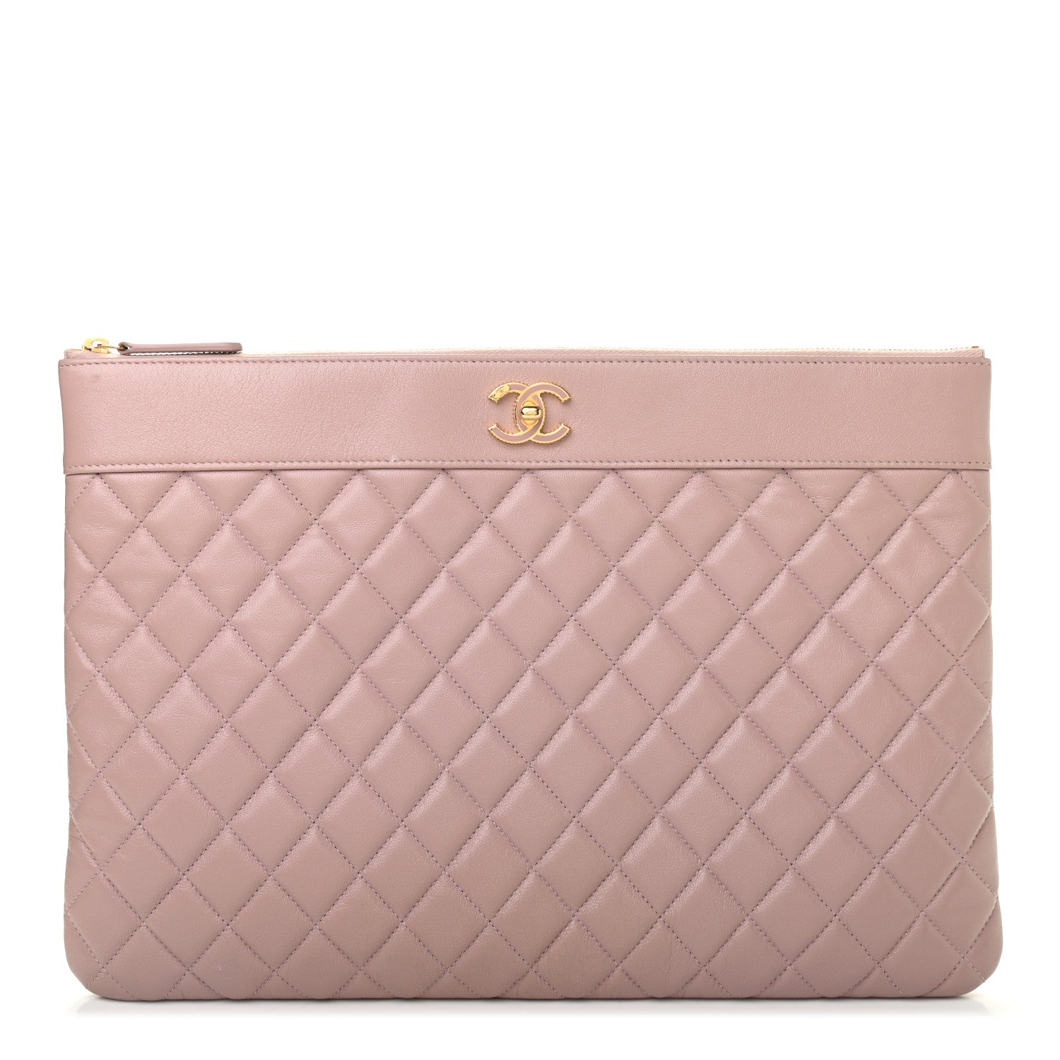 Chanel Lambskin Quilted Large Vintage Mademoiselle Cosmetic Case Pink 1 of 9