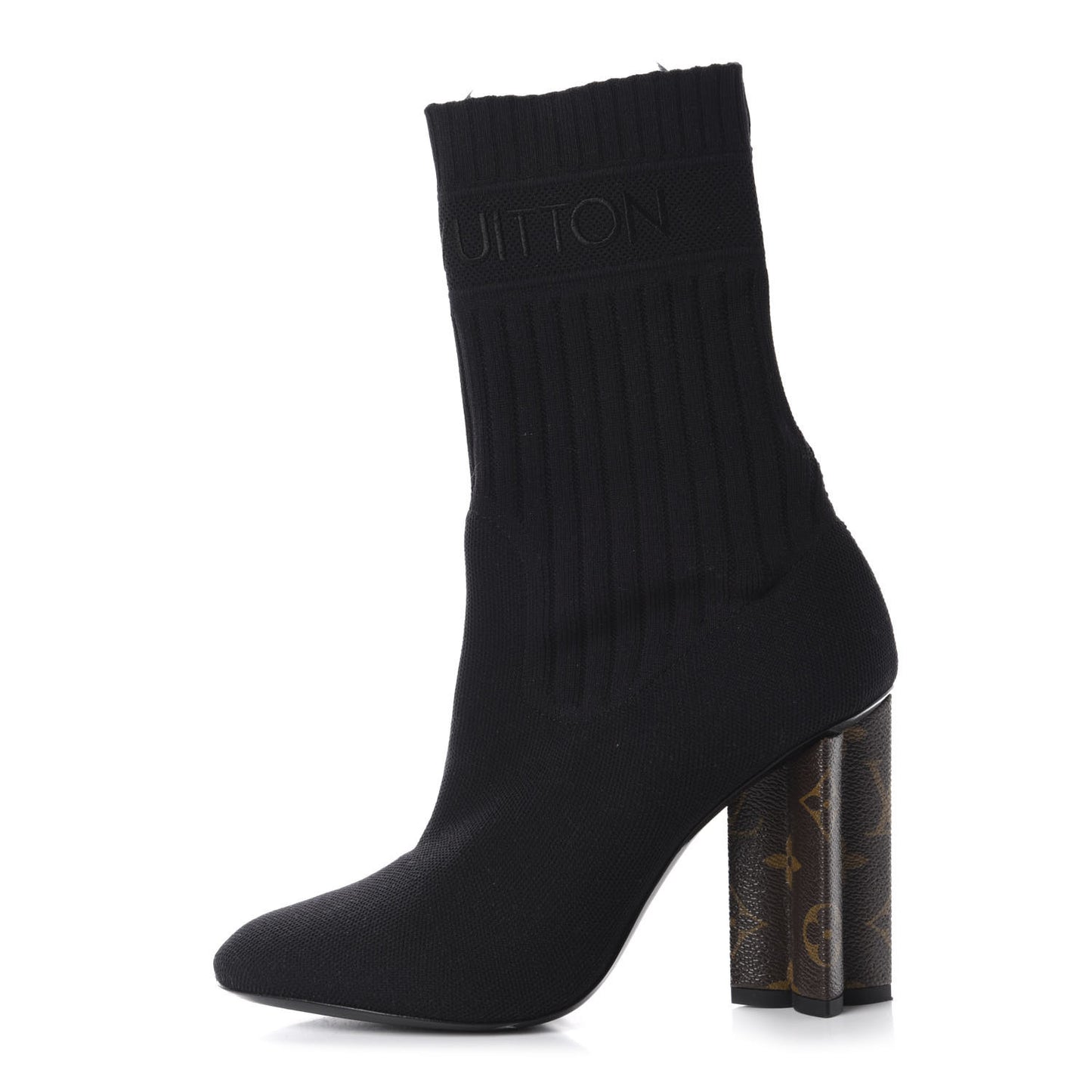Monogram Stretch Fabric Silhouette Ankle Boots 38 Black