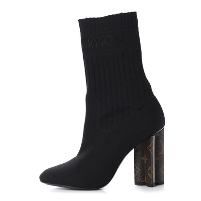 Louis Vuitton Monogram Stretch Fabric Silhouette Ankle Boots 38 Black 1 of 8