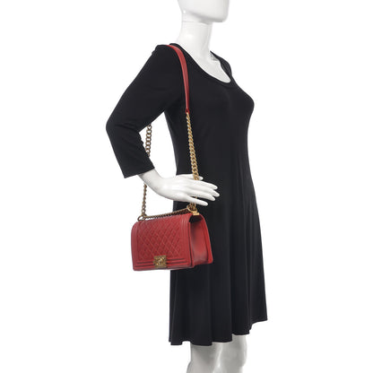 Chanel Caviar Quilted Medium Boy Flap Red 2 of 8