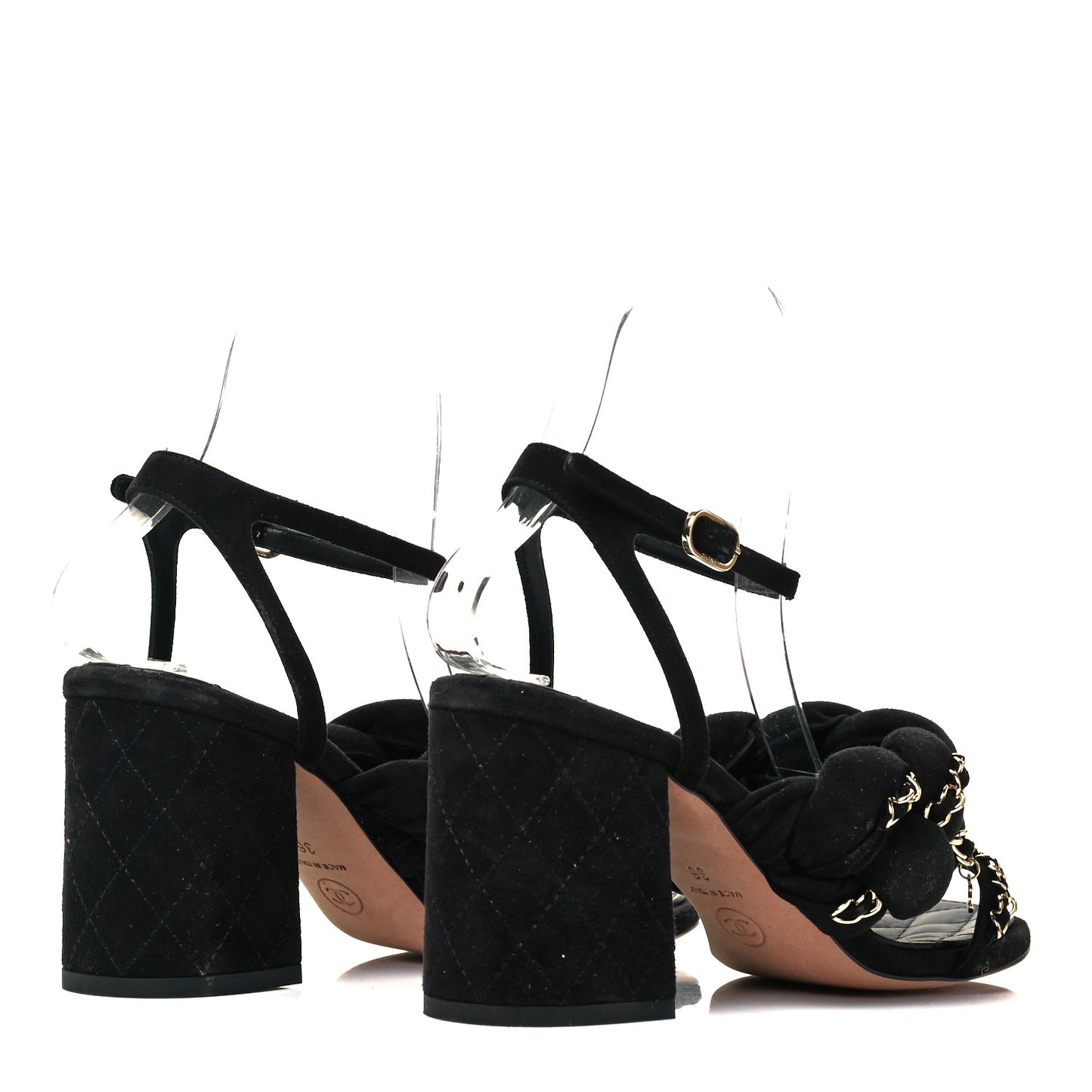 Kid Suede Chain Braided Sandals 36 Black