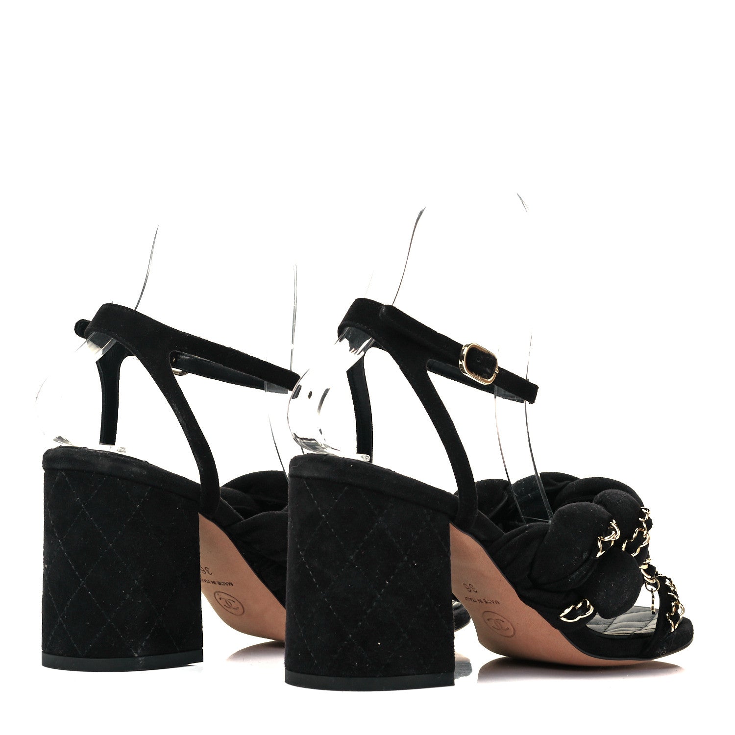 Chanel Kid Suede Chain Braided Sandals 36 Black 4 of 7